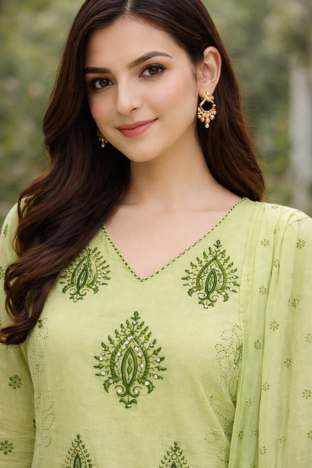 Pastel Light Green Handblock Printed 3-Pc Kurta Set