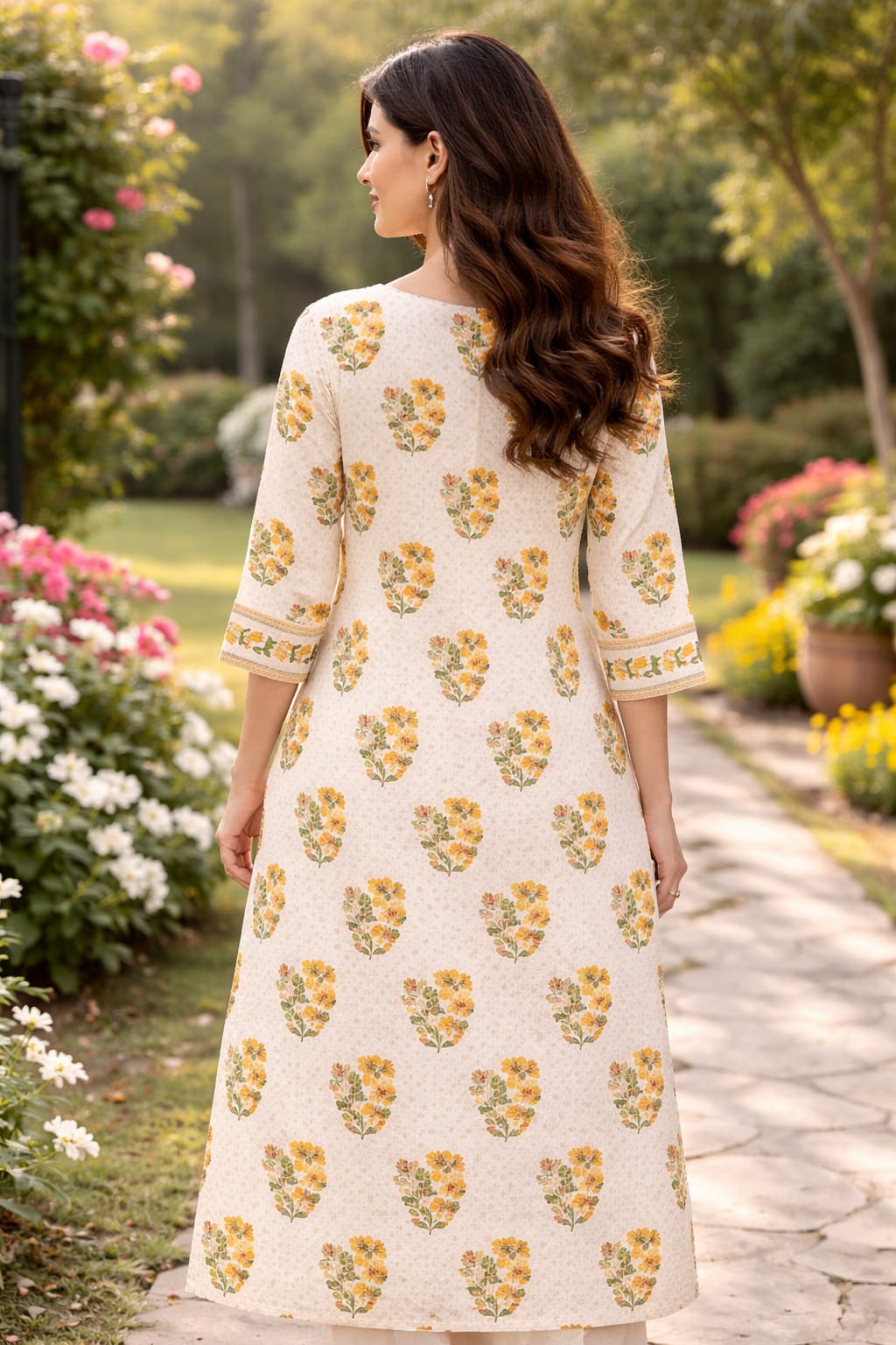 Floral Cotton Kurta Set with Dupatta