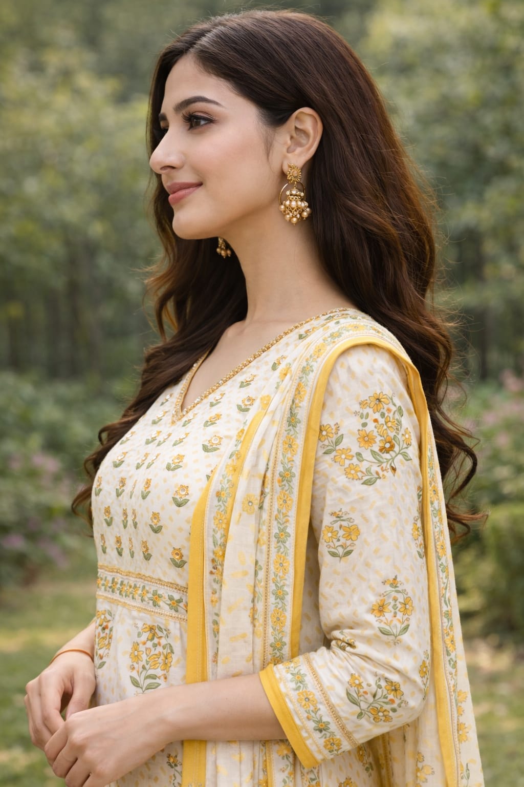 Floral Cotton Kurta Set with Dupatta