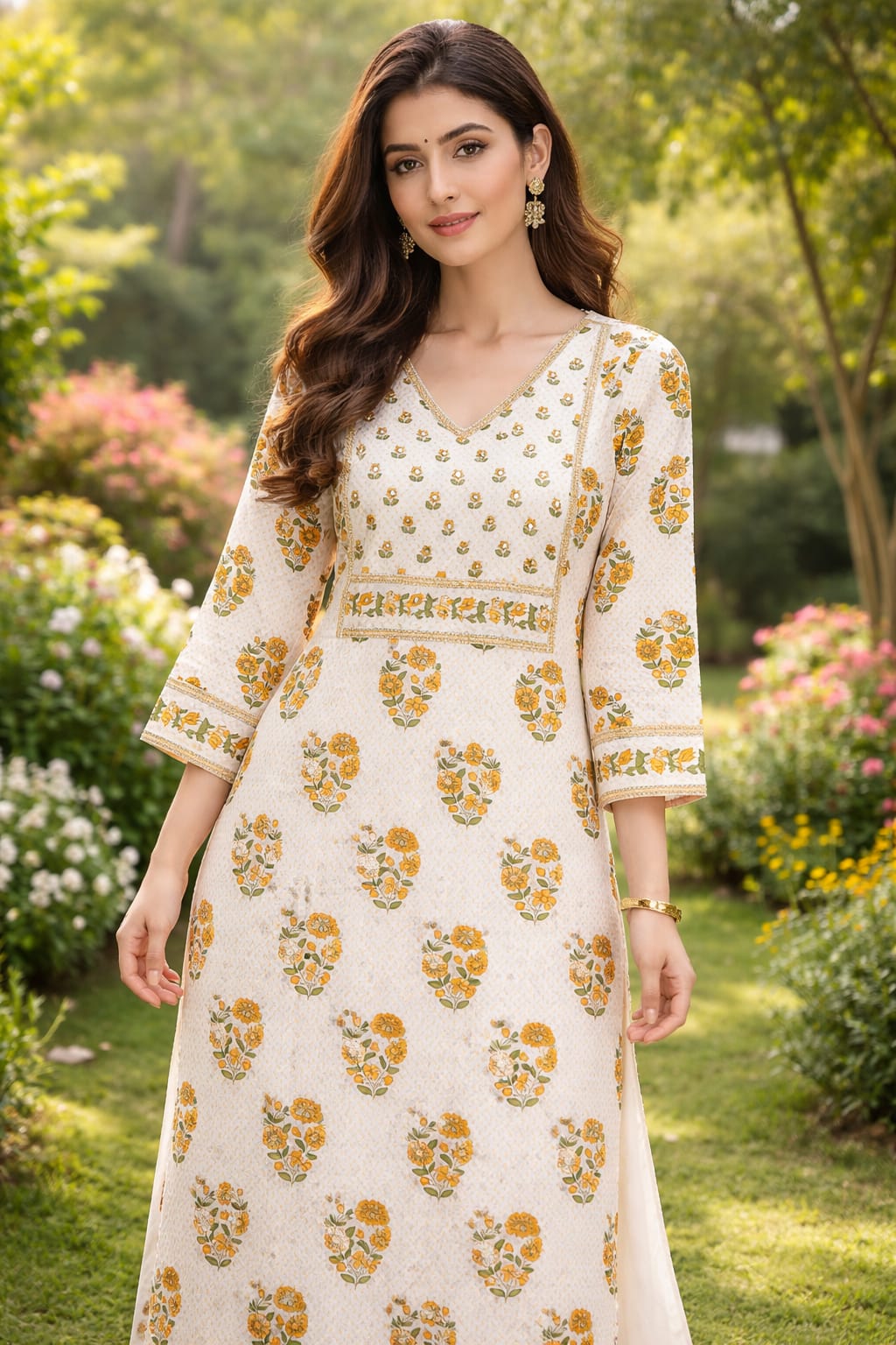Floral Cotton Kurta Set with Dupatta
